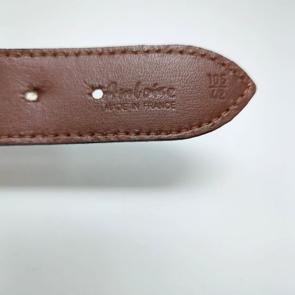 Vintage Amboise Webbed Belt 42 Large Tan Elastic - Picture 6 of 6